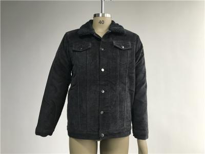Black Mens Medium Trench Coat Corduroy Harrington trucker Jacket With Long Sleeve