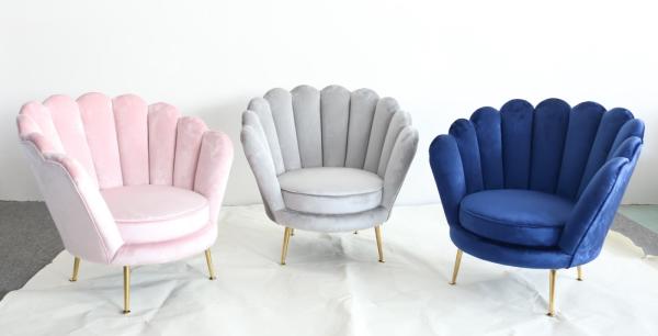 Nordic Style Flower Shape 78cm Height Velvet Accent Armchair