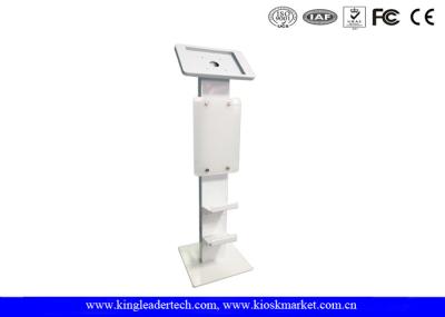 Logo Panel Tablet Kiosk Stand Freestanding With Shoe Shelves