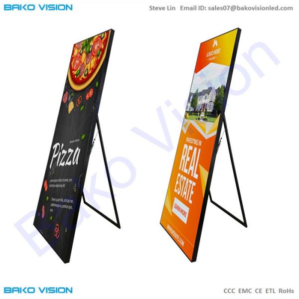 Portable Movable P1.9 P2.5 1000nits Poster LED Display Full Color