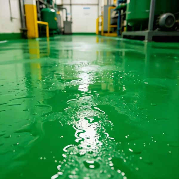 Acid-, Salt-, Oil-, and Water-Resistant Flooring with great chemical, salt fog and abrasion resistance. Oil-proof, waterproof, easy to clean and perfect for harsh factory environments.