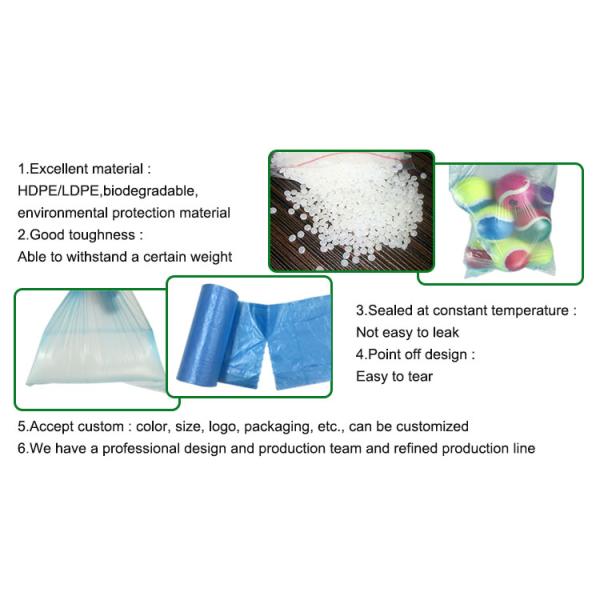 biodegradable plastic pet cat dog waste bag drawstring dog poop bag leak-proof pick up bag, Refill and Leash Clip Degrad