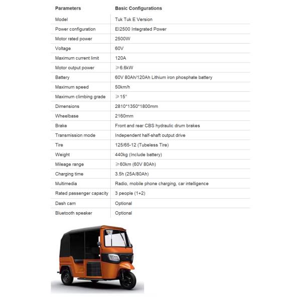 Passenger 3 Wheeler Battery Scooter with 60V 80Ah/120Ah Lithium Iron Phosphate Battery