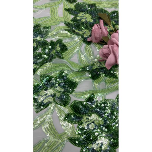100% Polyester 3D Floral Fabric Sequin Elegant Shine Mesh Lace Fabric Luxury Occasion Evening Fabric