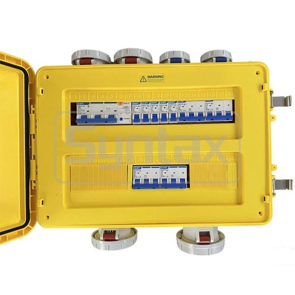 Syntax MP36 Portable Power Distribution Boxes IP67 Waterproof 125A/5P Inlet Three Phase Electric Power Distro 47.8*34*33CM