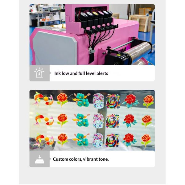 FCOLOR UV DTF Printer Crystal Label UV Color White Double-Sided Small Printer Roll Logo UV Label Glossy