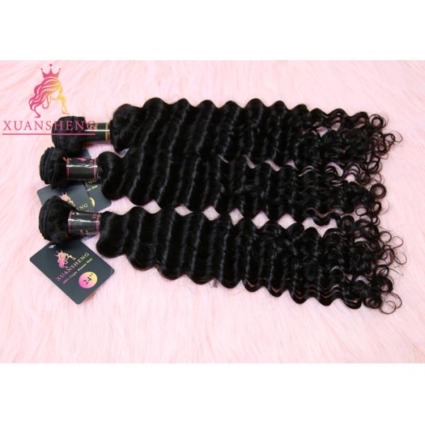 Double Drawn Virgin Indian Hair Extension , 100 Human Deep Wave Hair 10A Hair