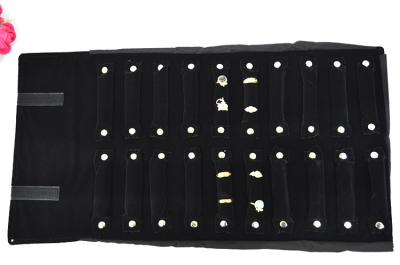 550*300mm Velvet Jewelry Roll Up Case Black Color For Rings Packaging