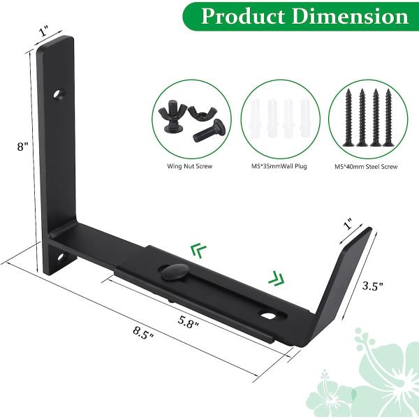 Adjustable Planter Box Shelving Brackets 8.5*8*3.5inch Perfect for Patio Window Fence