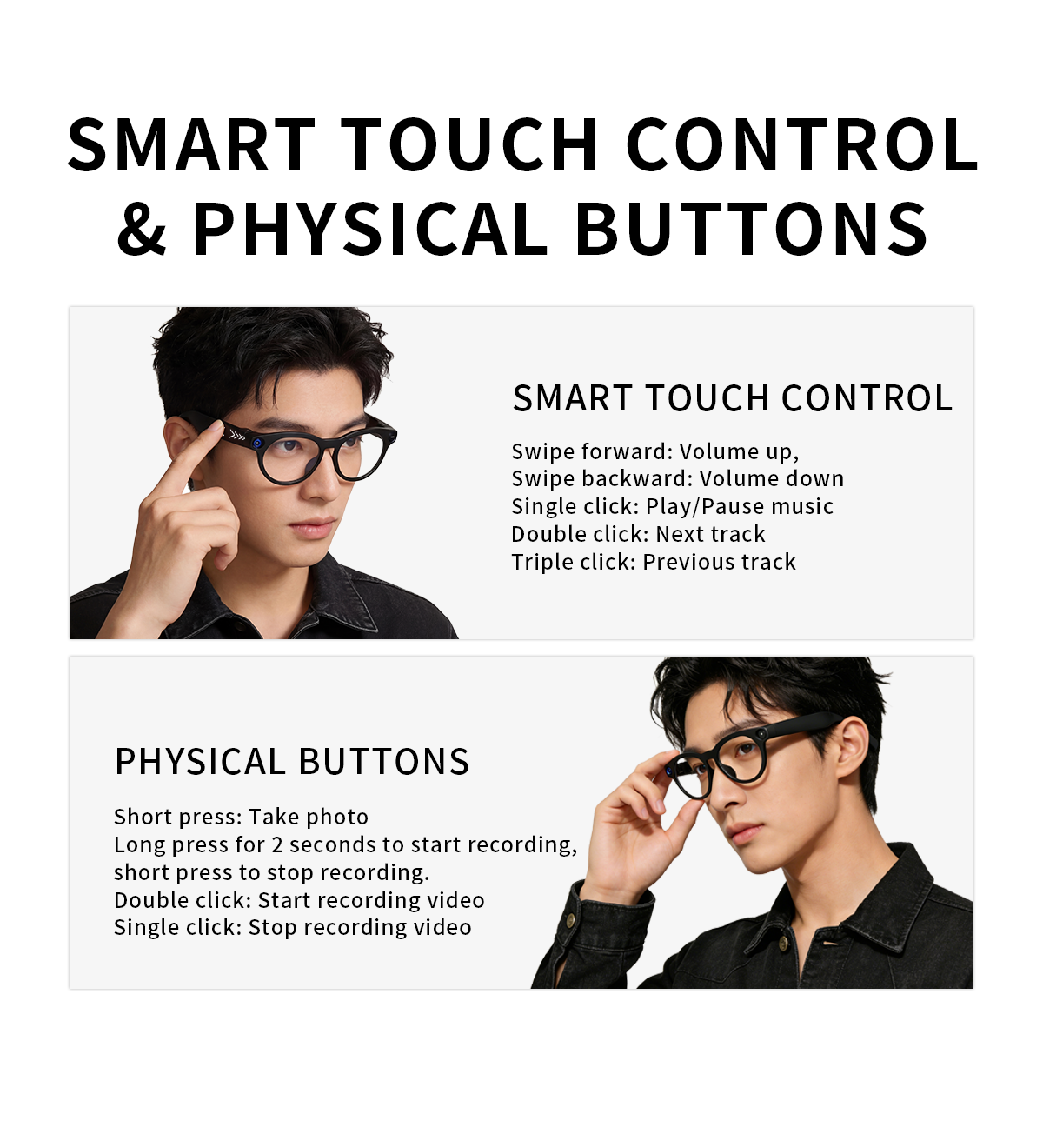 165 Languages AI Glasses Translator Audio / Video Call Translation Take Photo Video Recording