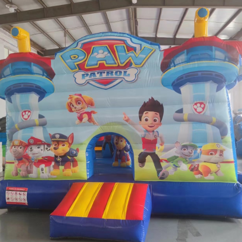 Cartoon Rescue Team Inflatable Bounce House and Slide Combo for Kids Events and Rentals