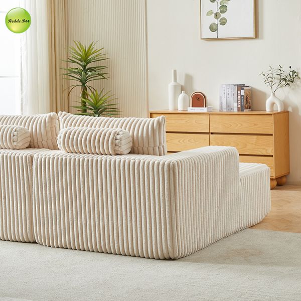 Removable 2 Seater Compressed Sofa Striped Velvet Fabric ODM