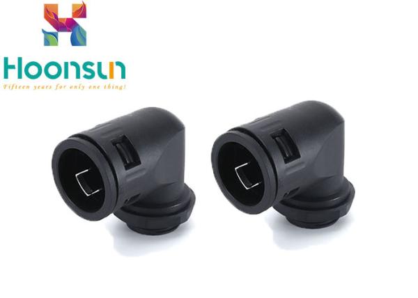 Black Nylon Liquid Tight Conduit 90 Degree Connector For Flexible Pipes