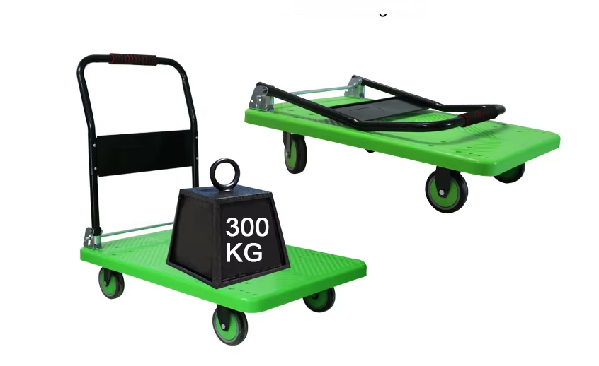Heavy Duty 400kg Plastic Folding Platform Hand Trolley Cart Heavy Duty Durable Plastic Four Wheels Folding Pallet Tool Trolley Cart