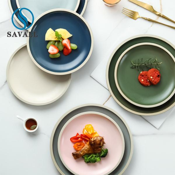 Round Plain Colored Craftsman Porcelain Plates Bubble Tea Juice Smoothie Bars