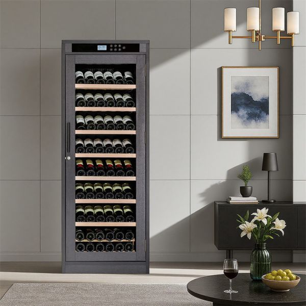 Wood Wine Cooler Cabinet with Digital Control Panel, LED Lighting & Water-resistant Construction for Home or Bar