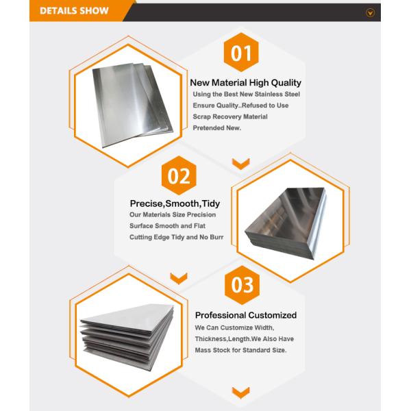 Stainless Steel Sheet  AISI 201 304 316L 314 Grade 1000mm-2000mm Width For Industry