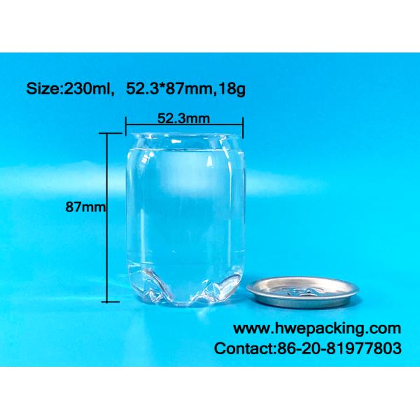 Clear Airtight 230ml Empty Clear Plastic Soda Can With Lids