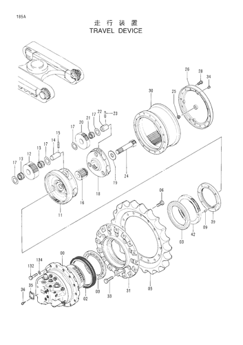 9133211 9123358 Reducción del motor de viaje Caja de cambios Ex120-3 Ex120-2