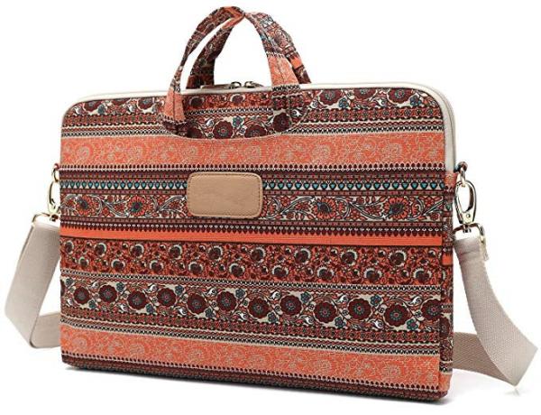 Black Peony Pattern Waterproof Laptop Case , 12 Inch 13 Inch Pc Carry Bag