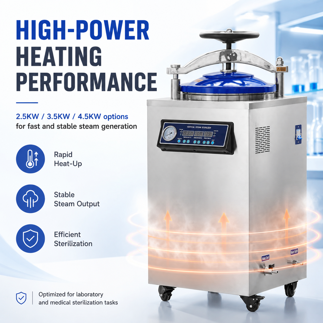 Cenlee 35/50/75/100L Factory Laboratory Use Microcomputer Control 0-240min Drying Automatic Protection Vertical Steam Sterilizer