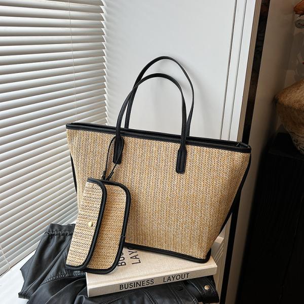 Crochet Raffia Pouch Clutch Stylish Straw Wicker Beach Bag For Summer Weddings Parties Bag Mesh Luxury Women Handmade Handbags Raffia Beach Market Shopping Bag