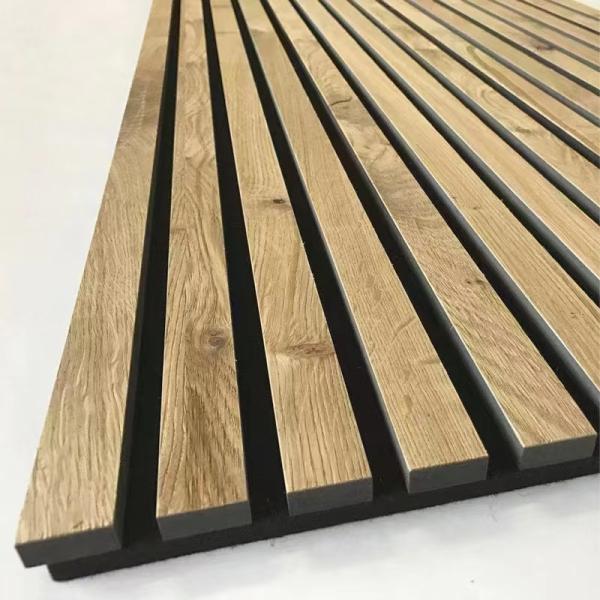 Linear Wood Slats Fireproof Decorate Wood Acoustic Panels Sound Absorbing
