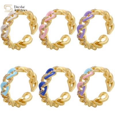 Joia chapeada ouro de Diamond Rings 18K do esmalte da corrente de Cuban Link