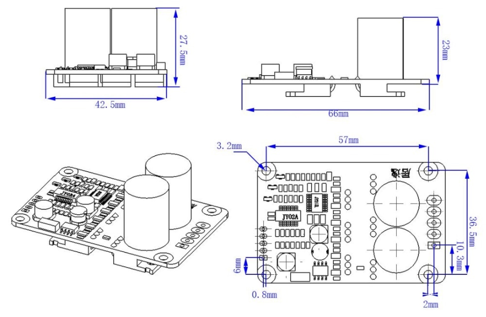 доска водителя Dc 18-50V 500W безщеточная с проводами JYQD-V8.5E-H heatsink и соединителя