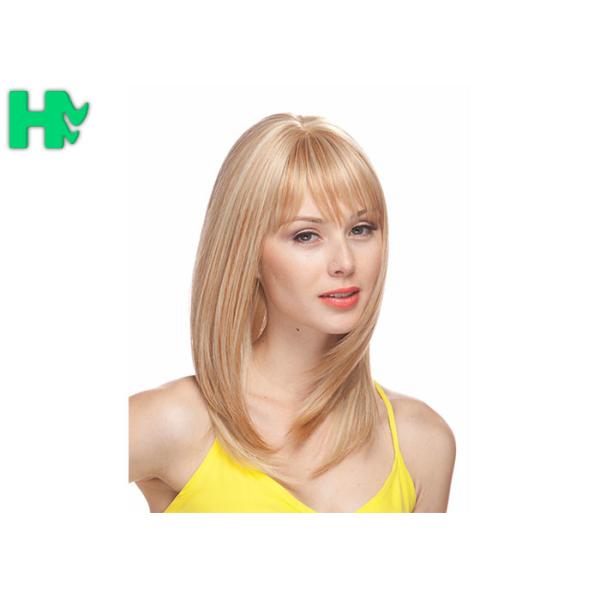 Machine Made Natural Looking Synthetic Bob Wigs Natural Straight Blond Female Wigs
