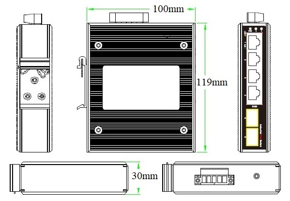 6-port Gigabit Industrial PoE Switch with 30W per Port and Unmanaged Operation