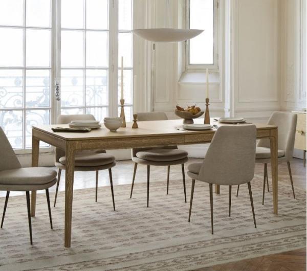 Rectangular Dining Table Set Furniture With Semi Gloss Finish And Chair