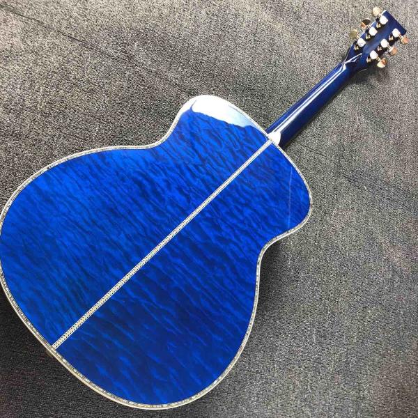 Solid Spruce Top Mahogany Neck Burst Maple Veneer Ebony Fingerboard Abalone Om45s Style Acoustic Guitar