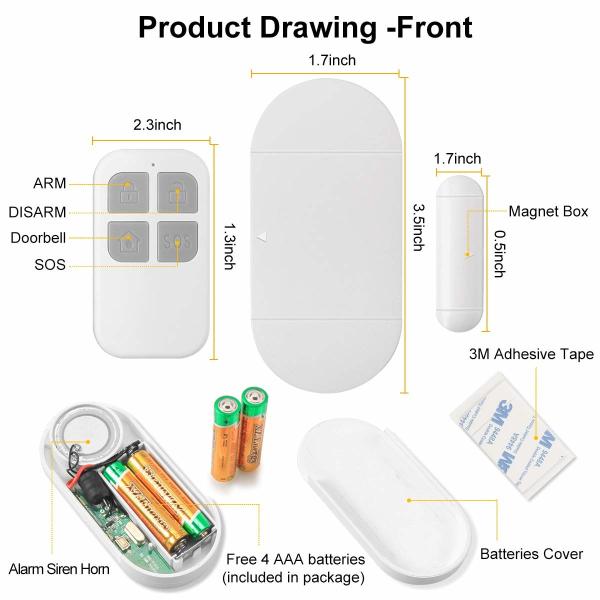 130dB House Security Alarm Magnetic Remote Door Alarm Sensor Wireless door and window alarm sensor
