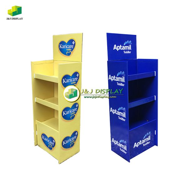 Corrugated Paper Advertising Exhibition Pop Floor Display Foldable for Milk Power
