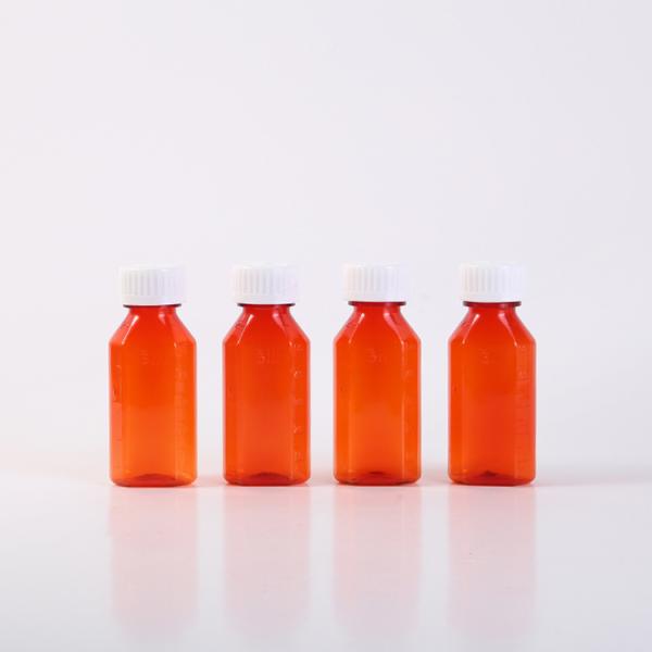 2oz 4oz 8oz 12oz16oz Oval Bottle PET Amber Container Cough Syrup Bottle Medicine Liquid Oral Plastic Bottles with Childproof Cap
