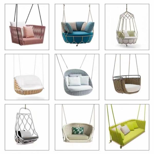 Outdoor Hanging Rope Swing Sofa with Quick Dry Foam Cushion and Waterproof Design