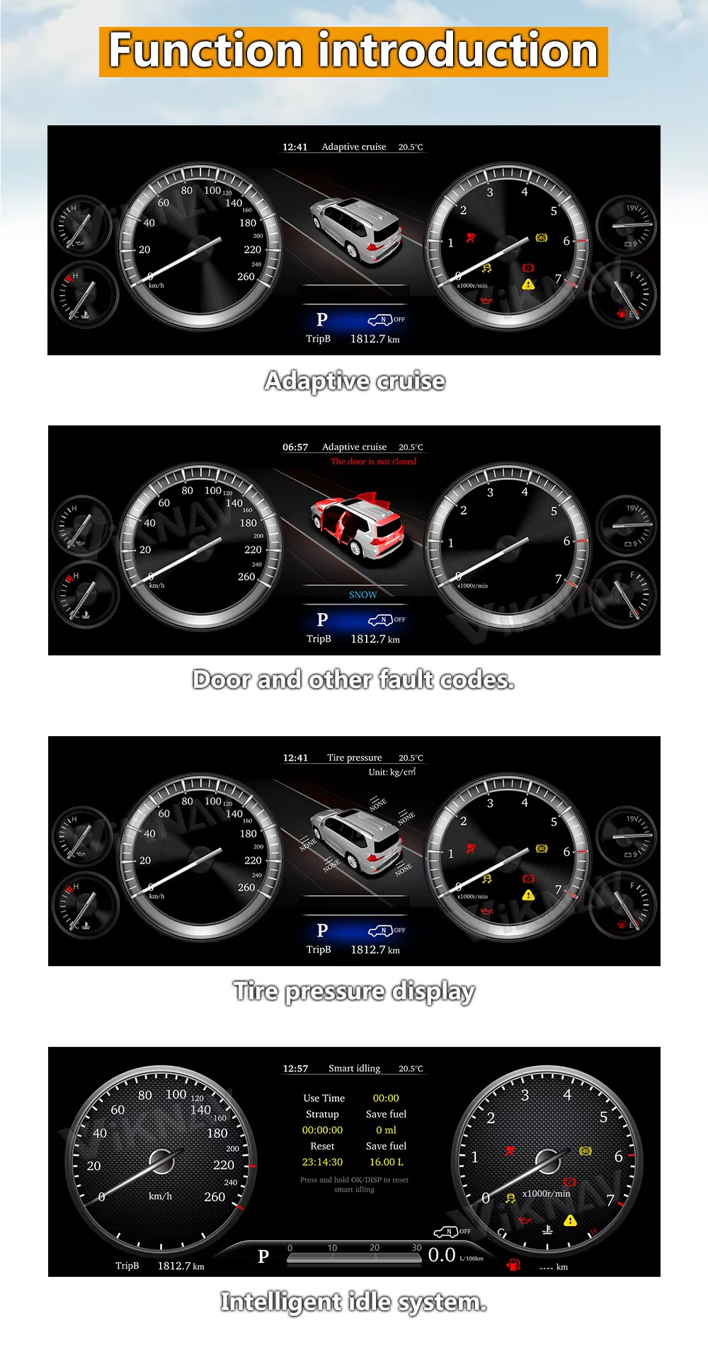 LCD цифровой приборный панель для Toyota Land Cruiser 2008-2019