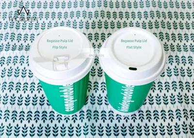 Natural Textured Disposable Coffee Lids , Biodegradable Bagasse Lids