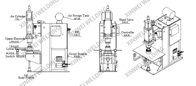 Steel Automotive Industrial Single Phase Pneumatic Spot Multi Point Resistance Point Fuel Tank Production Line Welding Machine