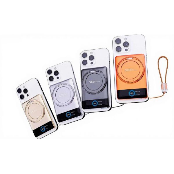 Type C Aluminum Alloy Wireless Magnetic Powerbank 5000mAh 22.5W With LED Screen
