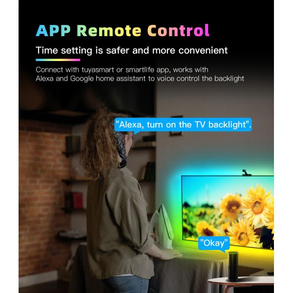 OEM Smart Ambient TV Lighting , Wifi TV LED Backlights With Camera