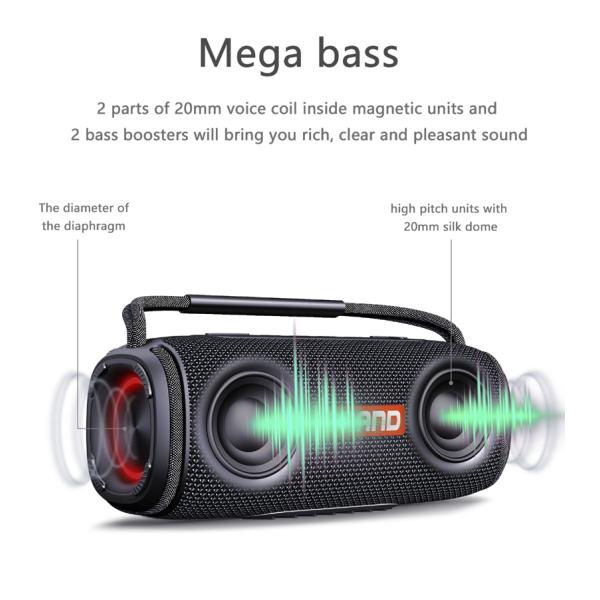 20W Outdoor Karaoke Box Speaker Super Bass Waterproof Portable Wireless Stereo DJ Led for High Fashion Outdoor Events