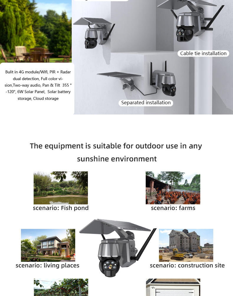 4G/Wifi Solar PTZ IP Camera IP65 Waterproof Night Vision Security Outdoor Camera Tuya APP CCTV Camera