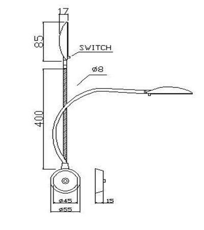 Modern Design Wall Mount LED Bed Headboard Reading Lights with Flexible Goose Neck