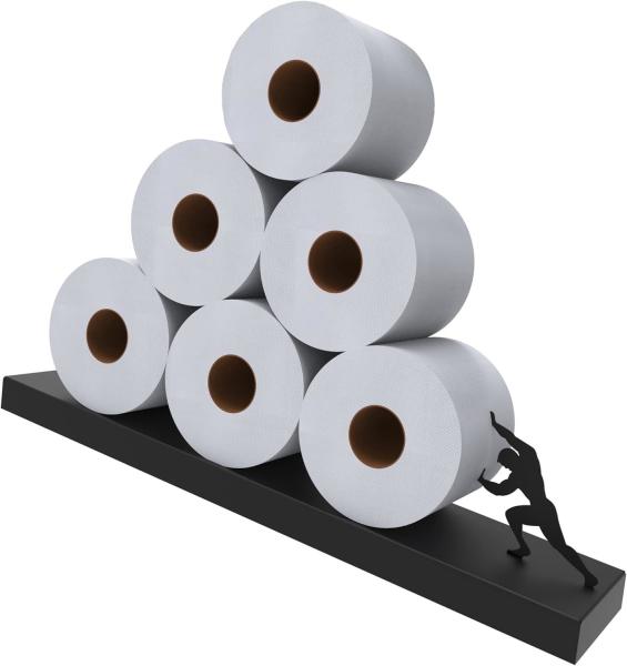 Customized Wooden Floating Toilet Paper Shelf Storage - Bathroom Wall Decorations, Tilted Wall Toilet Paper Holder
