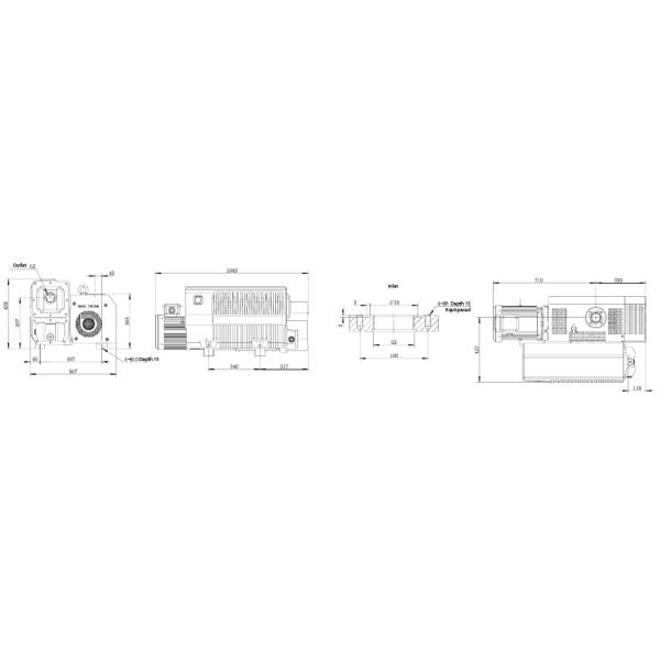 Compact Single Stage Rotary Vane Vacuum Pump Srv300 300 M3/H White Color