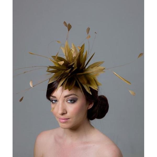 Goose Feather Hair Decoration Wire Accessory and Coque Flower Mount with Stripped Hackle