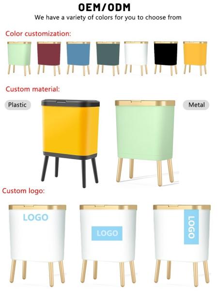 13 Gallon High Quality Durable Plastic Garbage Waste Bin Tall Kitchen Plastic Trash Can with Leg