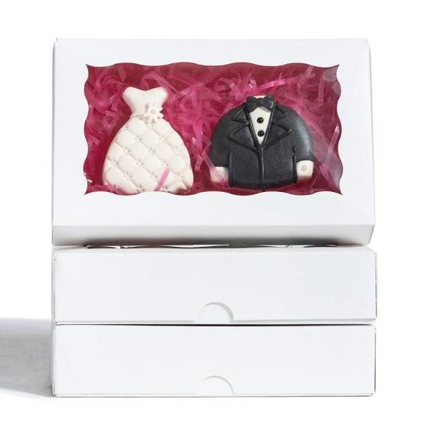 Caja de embalaje de papel Kraft plegable con ventana para pastel, postre y laminación brillante